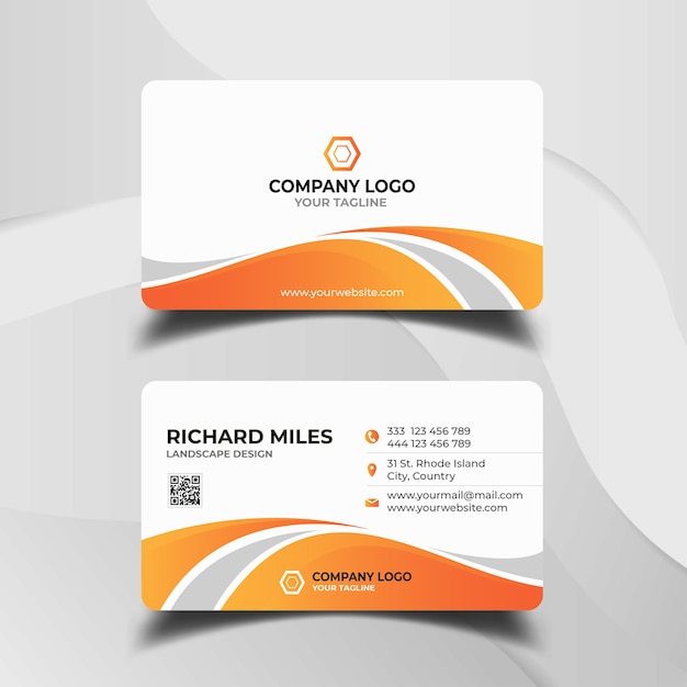 White and orange business card template