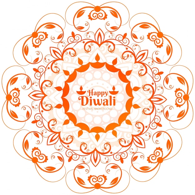 Vector white and orange diwali festival design