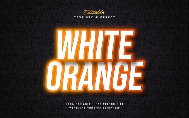 White and orange text style with glowing neon and wavy effect. editable text style effect