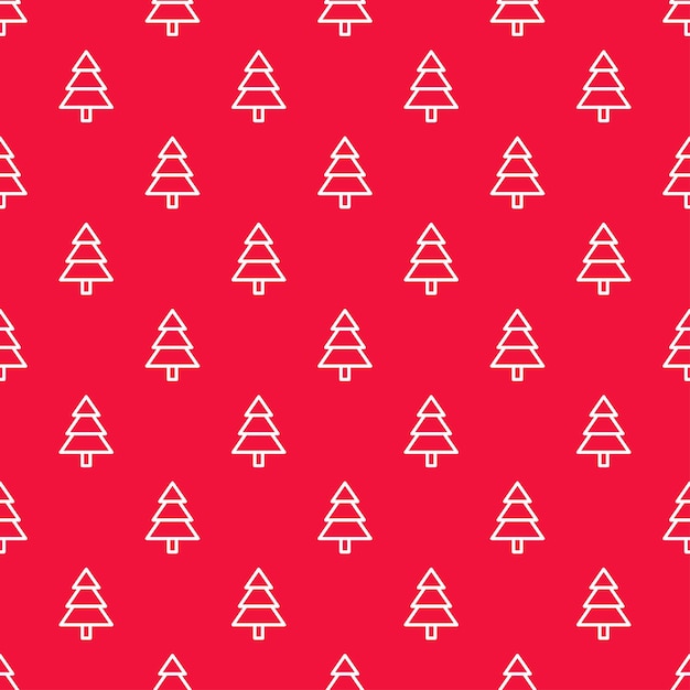 White outline christmas tree seamless pattern with pink background