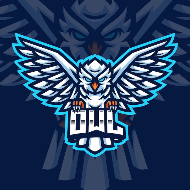 Вектор Шаблон игрового логотипа white owl mascot для esports streamer facebook youtube