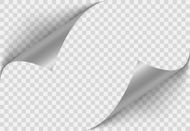 Vector white page rotates, curled page corner with shadow.