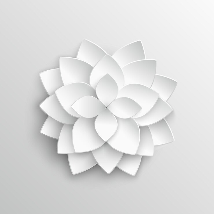 Vector white paper 3d lotus flower in origami style vector illustration. flower lotus paper, blossom flower