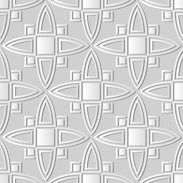 Белая бумага искусство кривая крест квадратная рамка геометрия, стильный узор украшения фон для веб-баннера поздравительной открытки