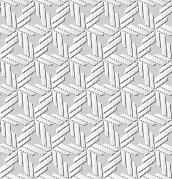 ホワイトペーパーアートジオメトリクロスパターンシームレス背景、ウェブバナーグリーティングカードのスタイリッシュな装飾パターン背景