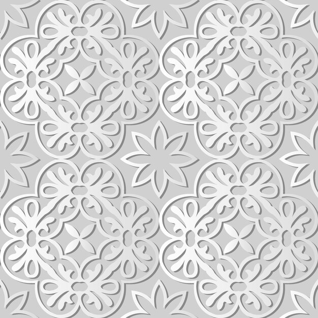  white paper art Round Spiral Cross Frame Flower,  stylish decoration pattern background for web banner greeting card 