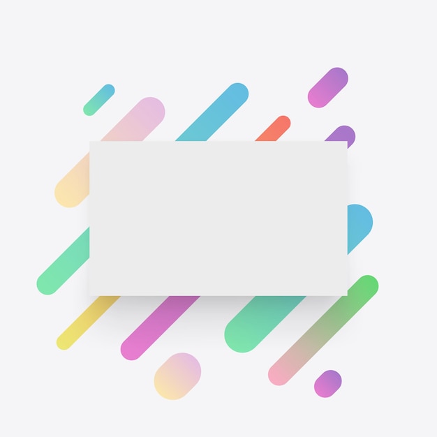 Vector a white paper card with colorful backdrop