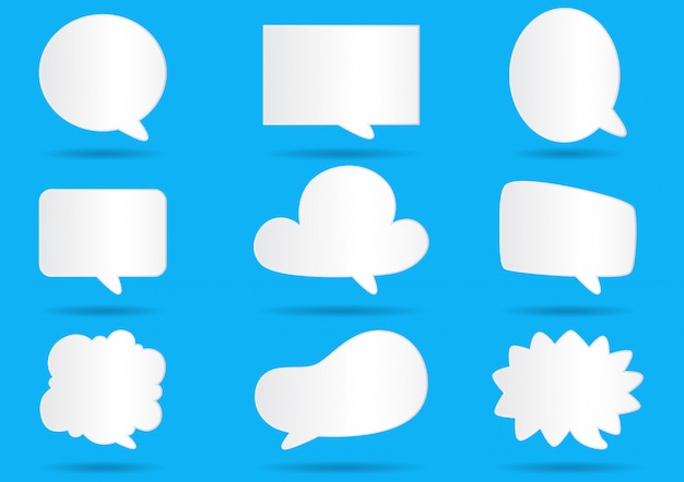 White paper Communication bubbles for speech on blue background