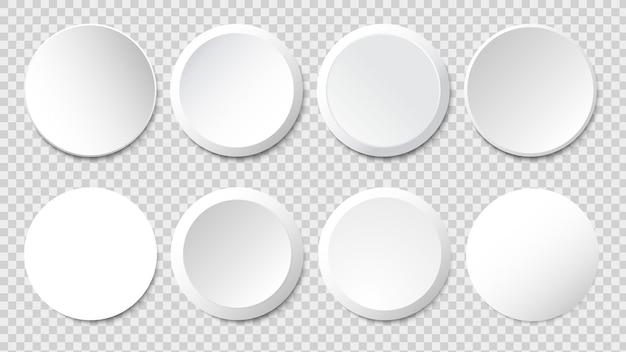 Vector white paper frames vector set. blank round labels, banners, icons or stickers for your design