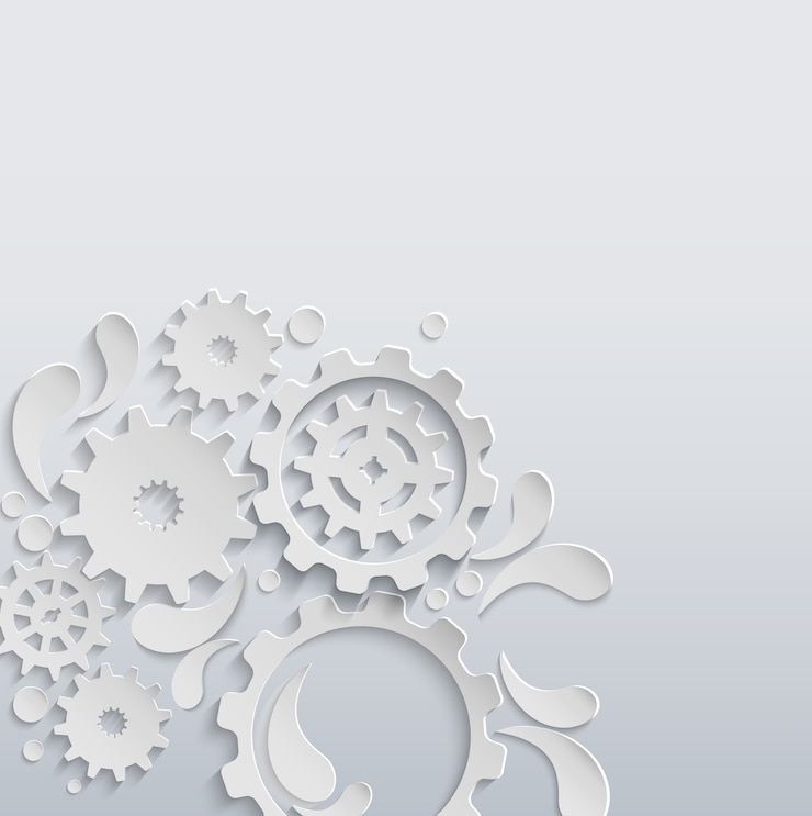 Vector white paper gears and cogs background