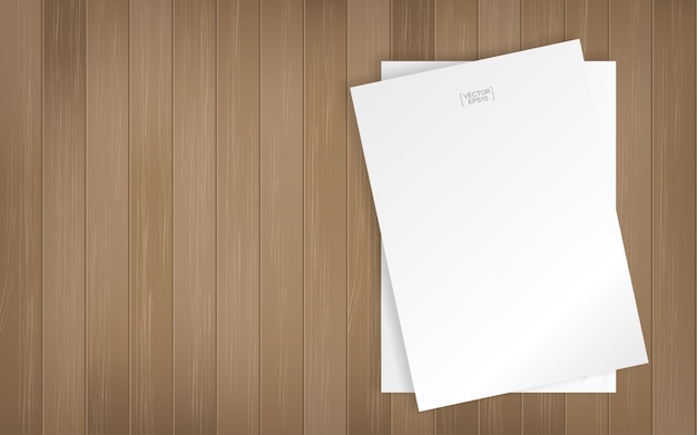ベクトル 木の質感の背景に白い紙シート