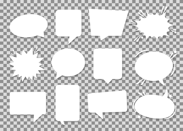 white paper speech bubbles.