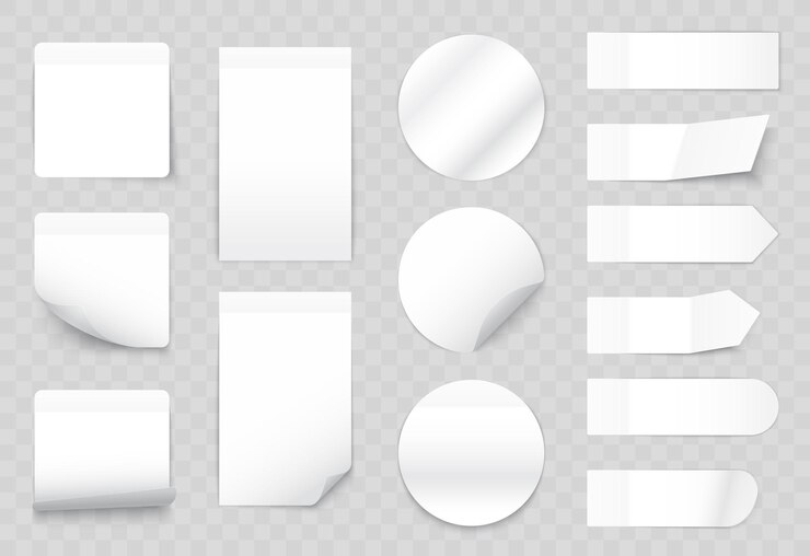 ホワイトペーパー スティッカーセット 3D リアルな粘着剤 空白ページ テンプレート 粘着メモラベル