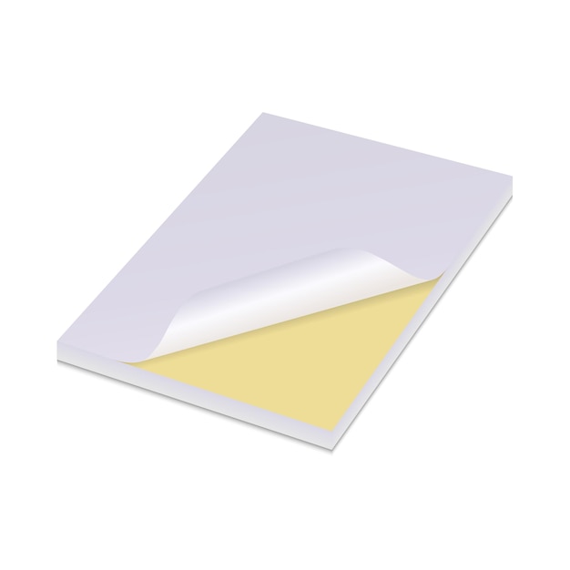 White paper sticker yellow postit note sticky adhesive blank Vector memo tag template isolated n