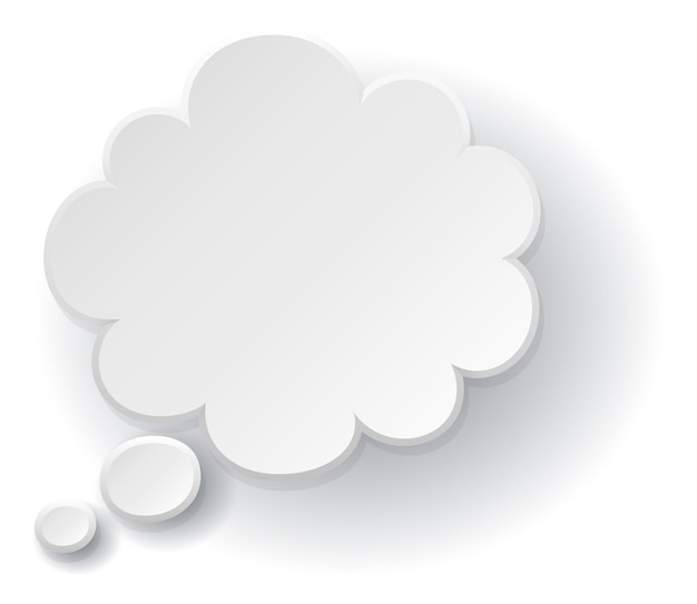 Vector white paper thought cloud. speech balloon with shadow isolated on white background