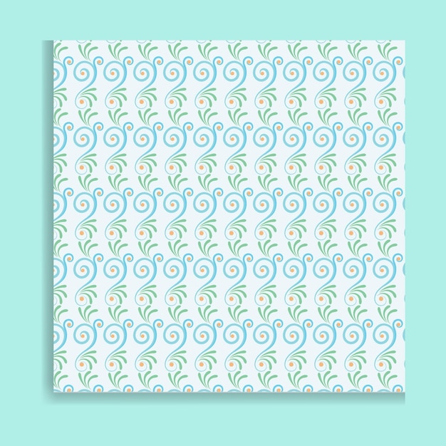 A white paper with a pattern of leaves and flowers on a blue background.