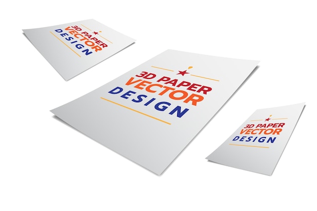 Vector white papers on white background. 3d illustration.