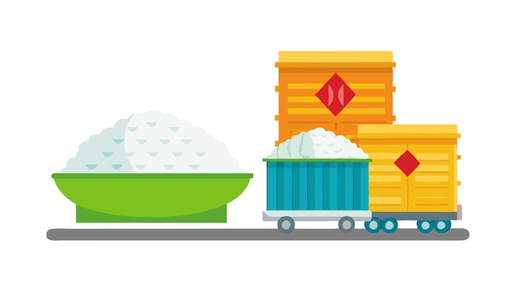 Vector white parboiled and red cargo rice