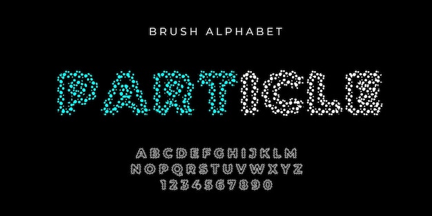 white particle text effect and alphabet font vector