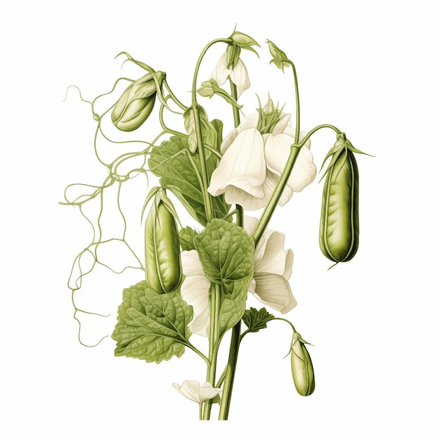 ベクトル 白い背景の白い豆の花