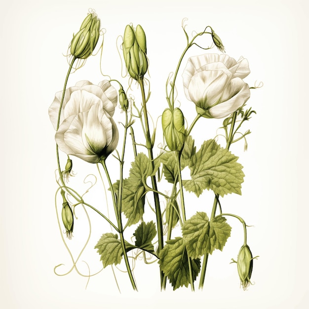 白い背景の白い豆の花