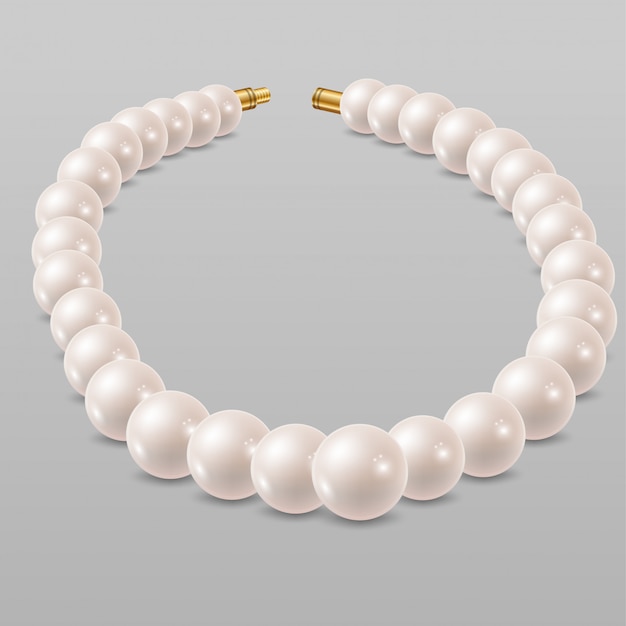 Vector white pearl necklace