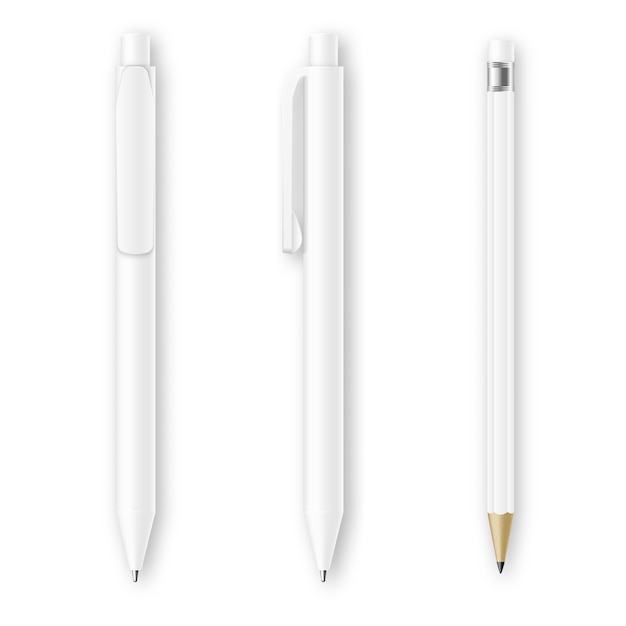 Vector white pen and pencil vector mockups