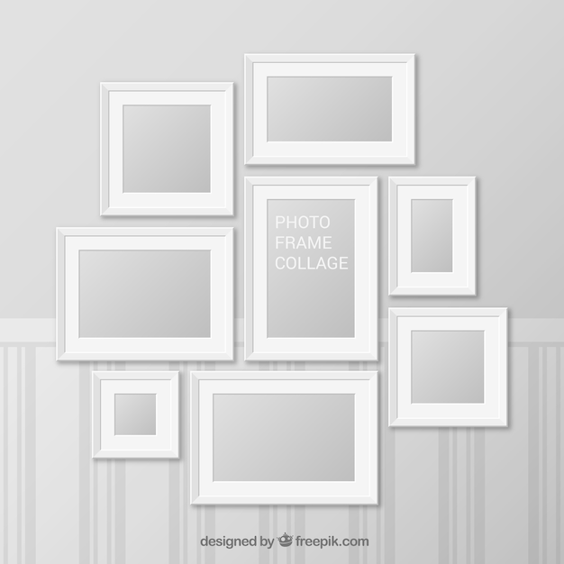 White photo frame collage with realistic design