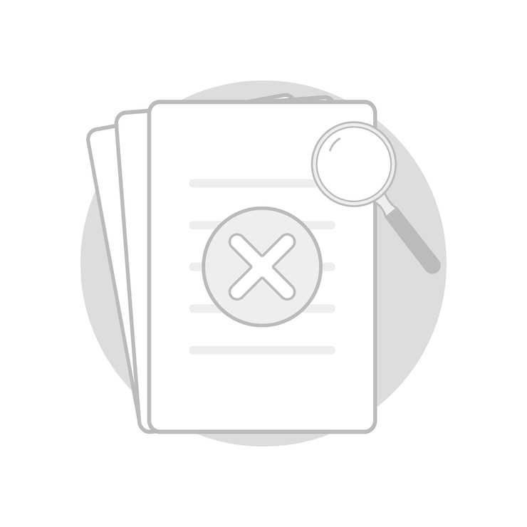 Vector a white piece of paper with a cross on it and a magnifying glass