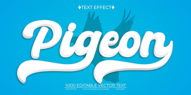 White pigeon editable vector 3d text effect