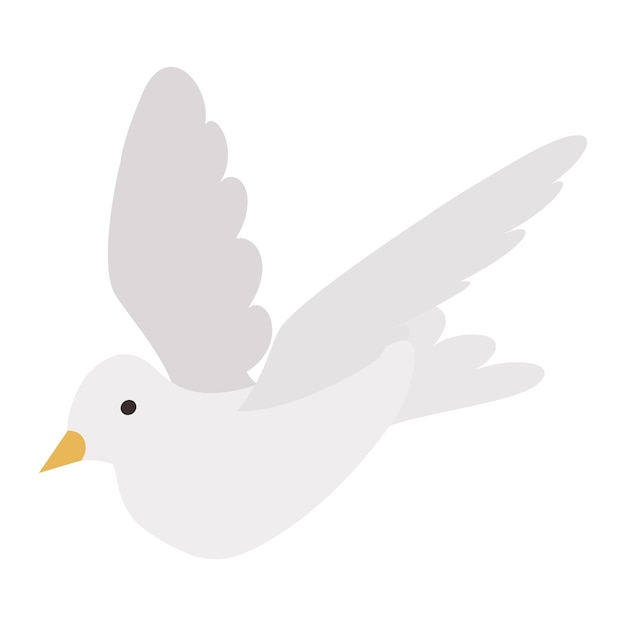 Vector white pigeon isometric 3d icon on a white background