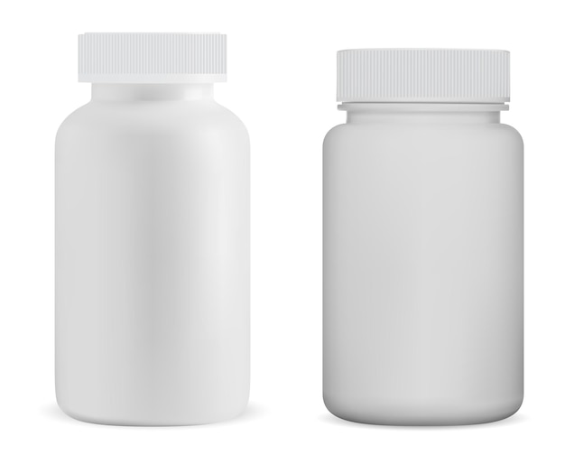 Vector white pill bottle mockup medicine supplement container