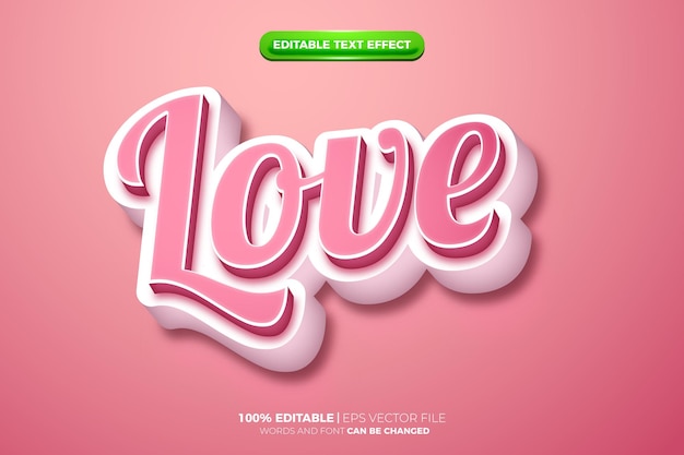 White pink love bold editable text effect