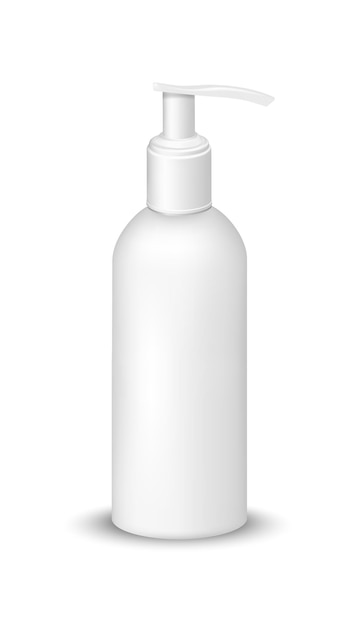 White plastic bottle with pump dispenser