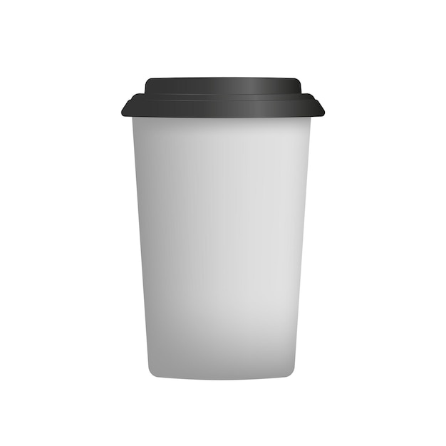 White plastic cup for coffee in 3d. Paper coffee cup vector. Isolated.