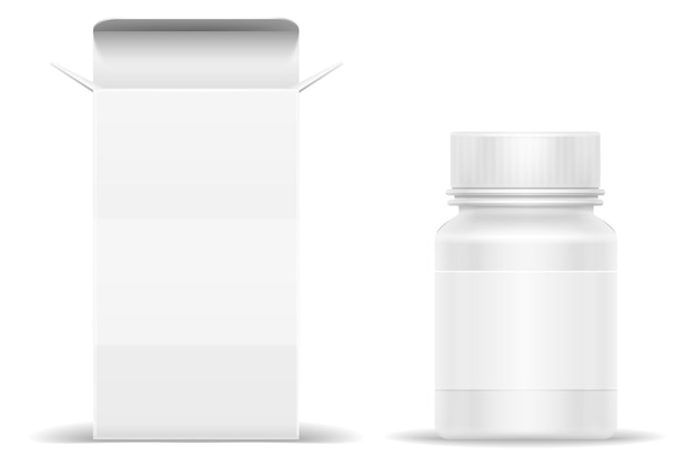 Vector white plastic medical drug bottle realistic mockup