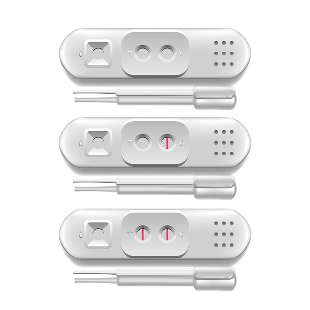 White plastic pregnancy test with stick set