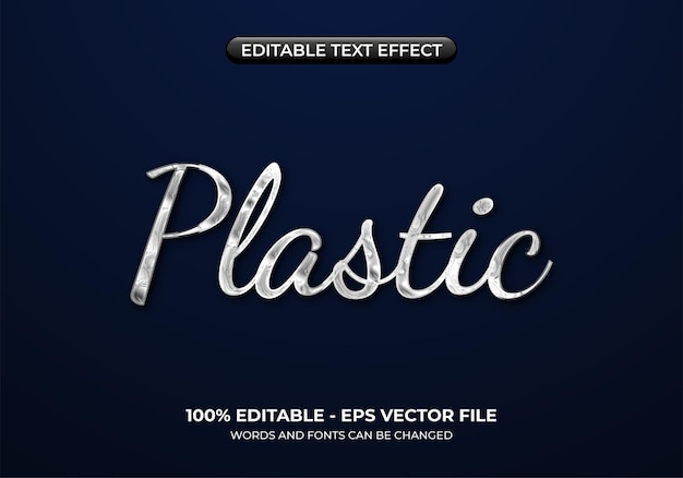 White plastic text effect 3d realistic graphic style Editable glossy text style Silver font