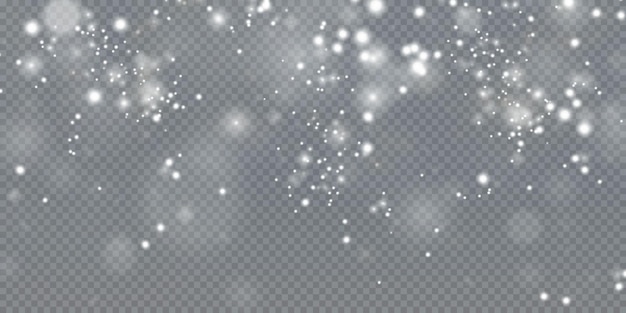 White png dust light. Bokeh light lights effect background. Christmas background of shining dust.