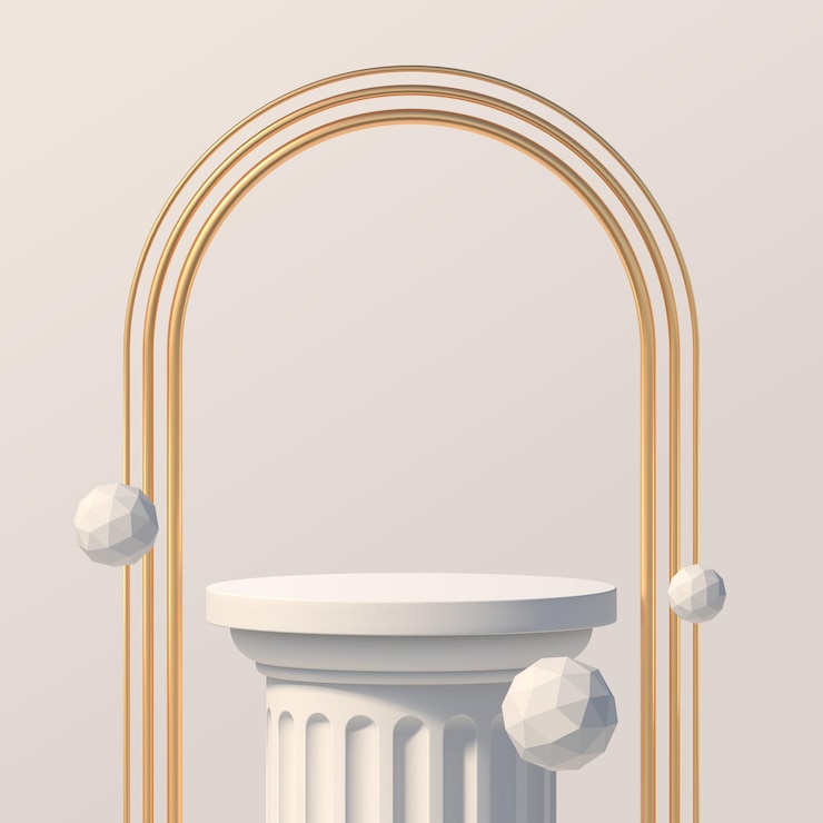 Vector white podium and golden arches podium  for product presentation