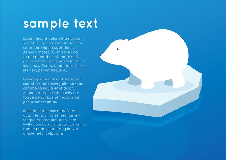 Vector white polar bear on iceberg ocean