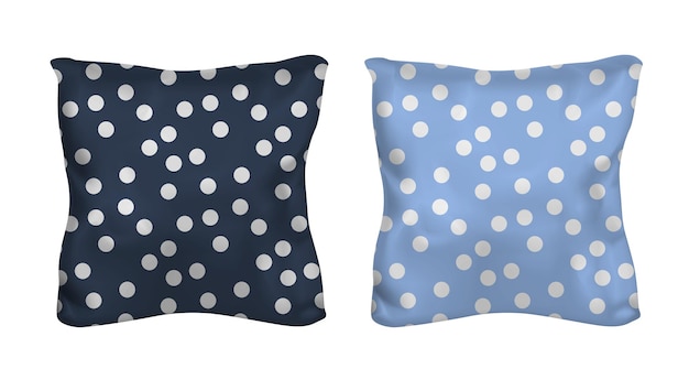 White and polka dots square pillow Vector mock up