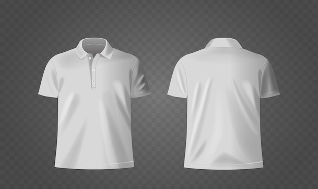 ホワイトポロシャツ 3Dベクトルモックアップ フロントとバックの両方のビューを表示 ファッションデザインに最適です