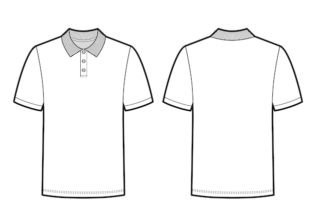 Vector white polo shirt for template. front and back