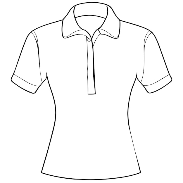 Vettore polo bianco per modello o illustrazione di maglietta disegnata a mano