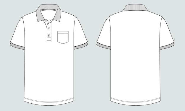 Premium Vector | A white polo shirt with a pocket on the front.