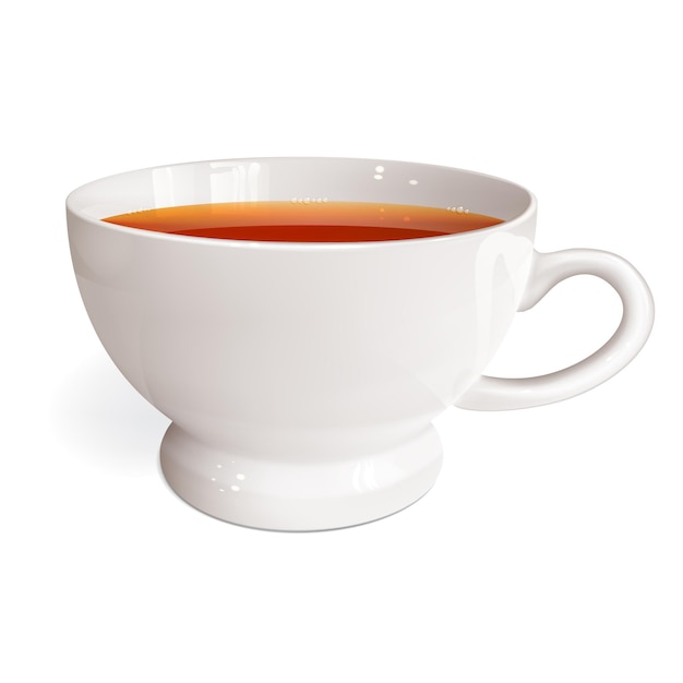 Вектор Белая фарфоровая чашка чая