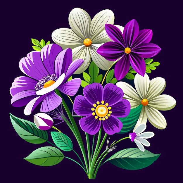 white and purple flowers vector illustration