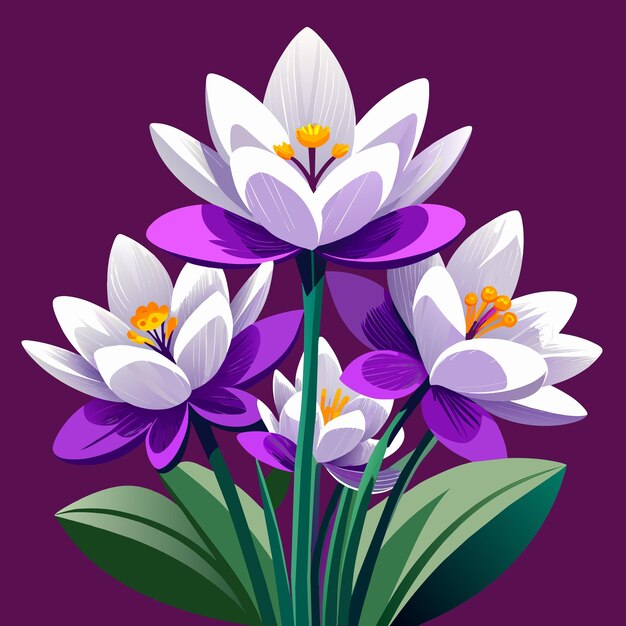 Vector white and purple flowers vector illustration