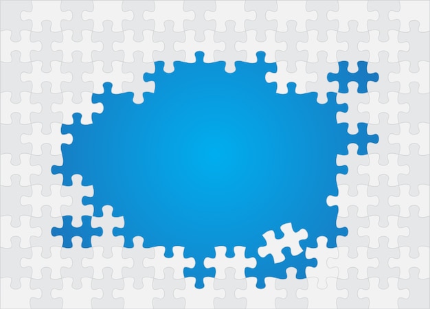 Vector white puzzles on blue background